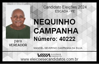 Candidato NEQUINHO CAMPANHA 2024 - ESCADA - Eleições