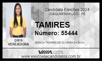 Candidato TAMIRES 2024 - JOAQUIM NABUCO - Eleições