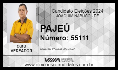 Candidato PAJEÚ 2024 - JOAQUIM NABUCO - Eleições