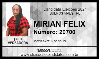 Candidato MIRIAN FELIX 2024 - BUENOS AIRES - Eleições