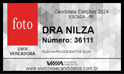 Candidato DRA NILZA 2024 - ESCADA - Eleições