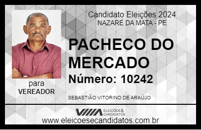 Candidato PACHECO DO MERCADO 2024 - NAZARÉ DA MATA - Eleições