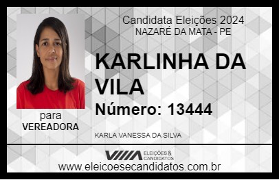 Candidato KARLINHA DA VILA 2024 - NAZARÉ DA MATA - Eleições