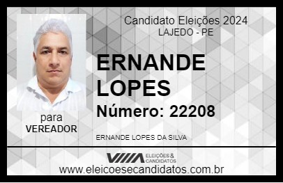 Candidato ERNANDE LOPES 2024 - LAJEDO - Eleições