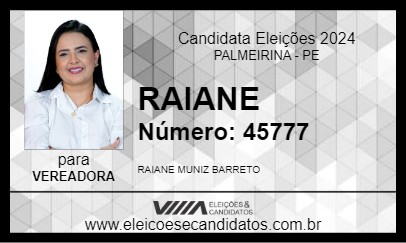 Candidato RAIANE 2024 - PALMEIRINA - Eleições