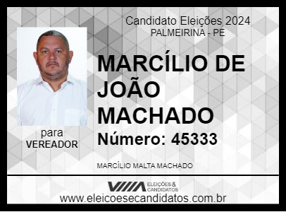 Candidato MARCÍLIO DE JOÃO MACHADO 2024 - PALMEIRINA - Eleições