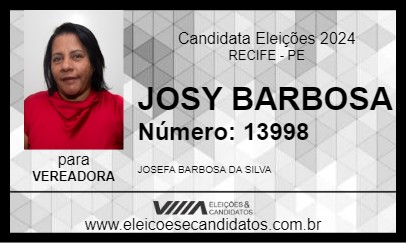 Candidato JOSY BARBOSA 2024 - RECIFE - Eleições