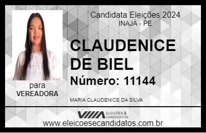 Candidato CLAUDENICE DE BEL 2024 - INAJÁ - Eleições