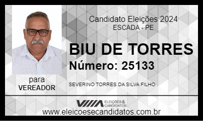 Candidato BIU DE TORRES  2024 - ESCADA - Eleições