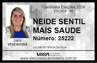 Candidato NEIDE SENTIL MAIS SAUDE  2024 - ESCADA - Eleições