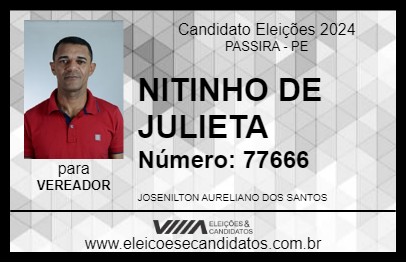 Candidato NITINHO DE JULIETA 2024 - PASSIRA - Eleições