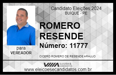 Candidato ROMERO RESENDE 2024 - BUÍQUE - Eleições