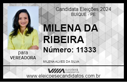 Candidato MILENA DA RIBEIRA 2024 - BUÍQUE - Eleições