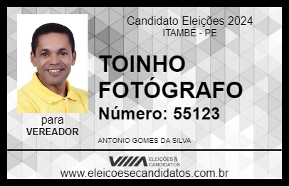 Candidato ANTONIO FOTÓGRAFO 2024 - ITAMBÉ - Eleições