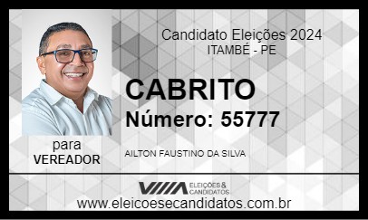 Candidato CABRITO 2024 - ITAMBÉ - Eleições