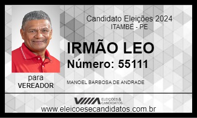 Candidato IRMÃO LEO 2024 - ITAMBÉ - Eleições