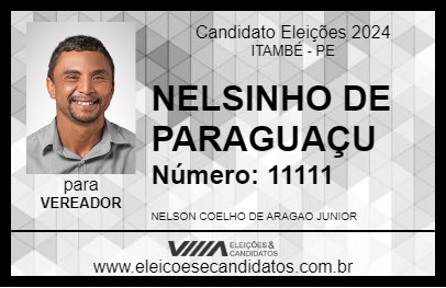 Candidato NELSINHO DE PARAGUAÇU 2024 - ITAMBÉ - Eleições