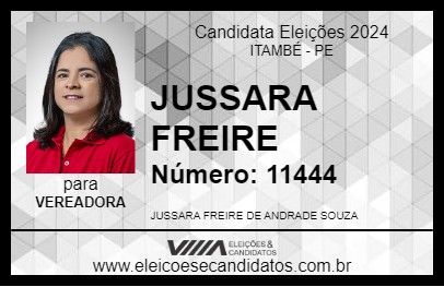 Candidato JUSSARA FREIRE 2024 - ITAMBÉ - Eleições