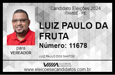 Candidato LUIZ PAULO DA FRUTA 2024 - ITAMBÉ - Eleições