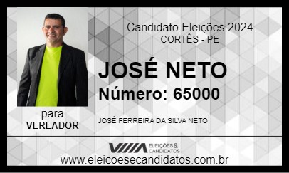 Candidato JOSÉ NETO 2024 - CORTÊS - Eleições