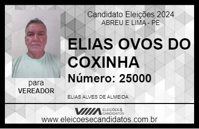 Candidato ELIAS OVOS DO COXINHA 2024 - ABREU E LIMA - Eleições