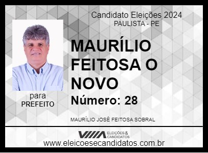 Candidato MAURÍLIO FEITOSA O NOVO 2024 - PAULISTA - Eleições