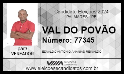 Candidato VAL DO POVÃO 2024 - PALMARES - Eleições