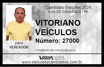 Candidato VITORIANO VEÍCULOS 2024 - ILHA DE ITAMARACÁ - Eleições