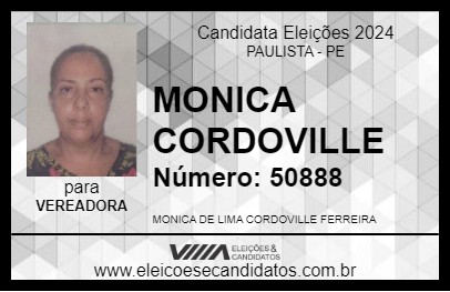 Candidato MONICA CORDOVILLE 2024 - PAULISTA - Eleições