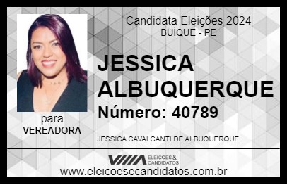 Candidato JESSICA ALBUQUERQUE 2024 - BUÍQUE - Eleições