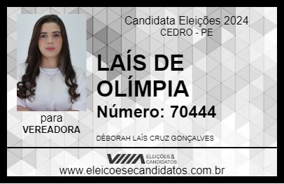 Candidato LAÍS DE OLÍMPIA 2024 - CEDRO - Eleições