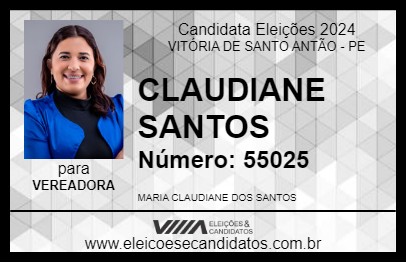 Candidato CLAUDIANE SANTOS 2024 - VITÓRIA DE SANTO ANTÃO - Eleições