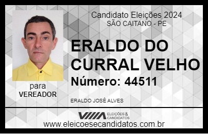 Candidato ERALDO DO CURRAL VELHO 2024 - SÃO CAITANO - Eleições