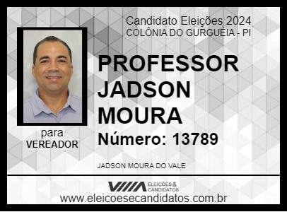 Candidato PROFESSOR JADSON MOURA 2024 - COLÔNIA DO GURGUÉIA - Eleições