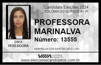 Candidato PROFESSORA MARINALVA 2024 - COLÔNIA DO GURGUÉIA - Eleições