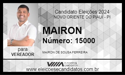 Candidato MAIRON 2024 - NOVO ORIENTE DO PIAUÍ - Eleições