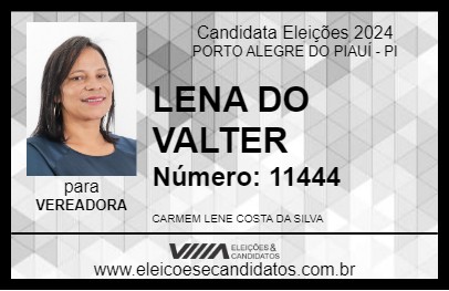 Candidato LENA DO VALTER 2024 - PORTO ALEGRE DO PIAUÍ - Eleições