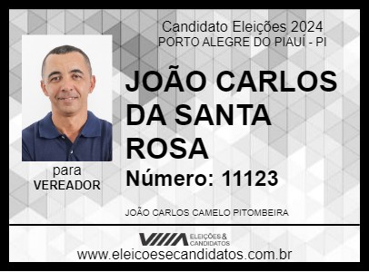 Candidato JOÃO CARLOS DA SANTA ROSA 2024 - PORTO ALEGRE DO PIAUÍ - Eleições