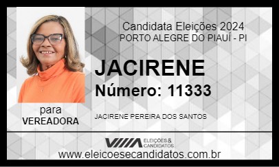 Candidato JACIRENE 2024 - PORTO ALEGRE DO PIAUÍ - Eleições