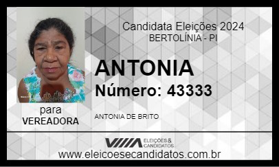 Candidato ANTONIA 2024 - BERTOLÍNIA - Eleições