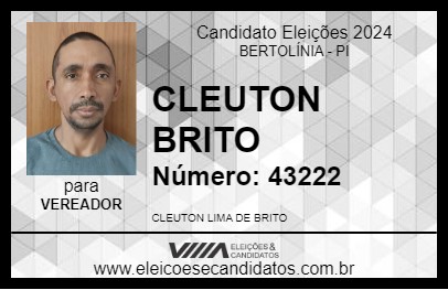 Candidato CLEUTON BRITO 2024 - BERTOLÍNIA - Eleições