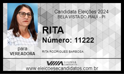 Candidato RITA 2024 - BELA VISTA DO PIAUÍ - Eleições