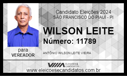 Candidato WILSON LEITE 2024 - SÃO FRANCISCO DO PIAUÍ - Eleições