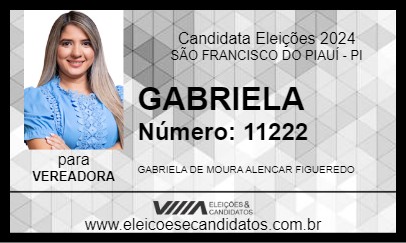 Candidato GABRIELA 2024 - SÃO FRANCISCO DO PIAUÍ - Eleições