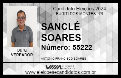 Candidato SANCLÉ SOARES 2024 - BURITI DOS MONTES - Eleições