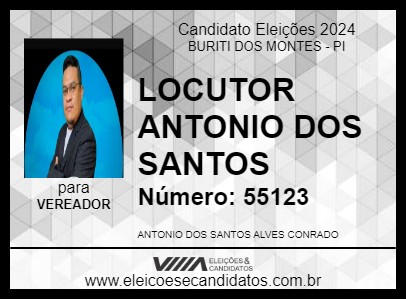 Candidato LOCUTOR ANTONIO DOS SANTOS 2024 - BURITI DOS MONTES - Eleições