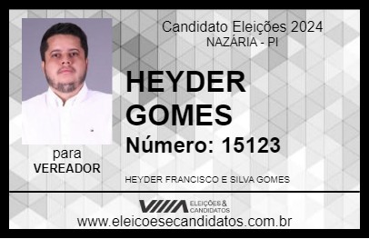 Candidato HEYDER GOMES 2024 - NAZÁRIA - Eleições