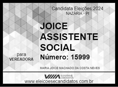 Candidato JOICE ASSISTENTE SOCIAL 2024 - NAZÁRIA - Eleições