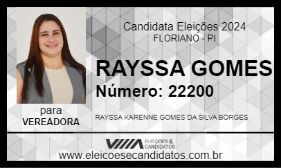 Candidato RAYSSA GOMES 2024 - FLORIANO - Eleições