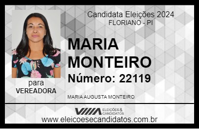 Candidato MARIA MONTEIRO 2024 - FLORIANO - Eleições